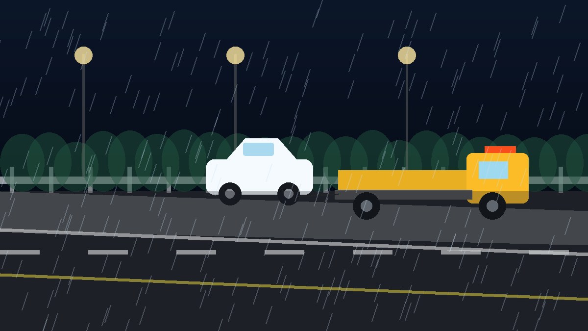 青浦暴雨夜拖车救援现场图